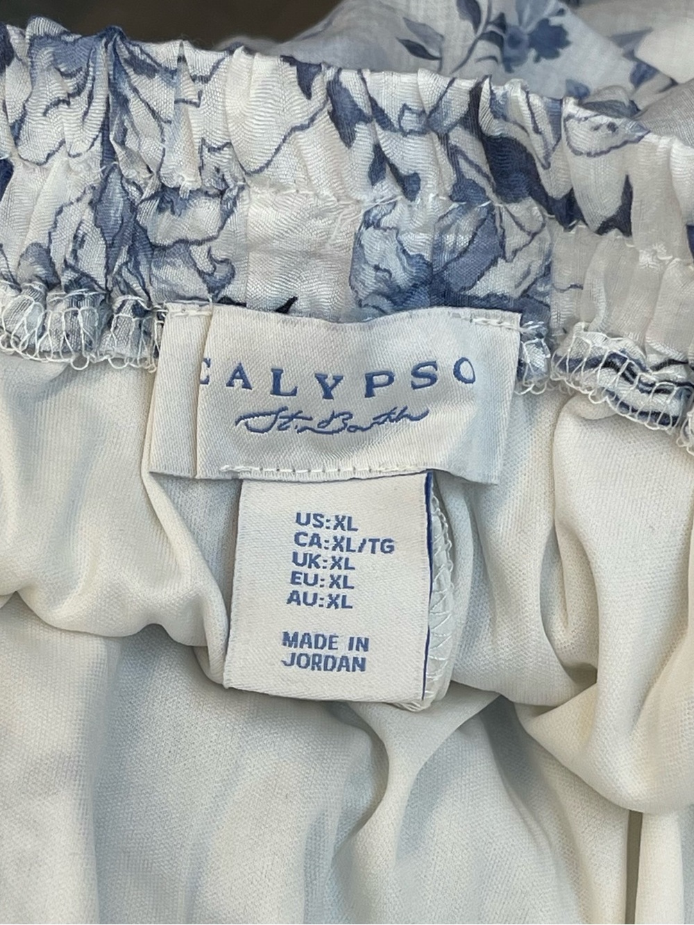 Boho Chic CottageCore Feminine Women's White Blue Floral Tiered Maxi Skirt XL - Picture 13 of 15
